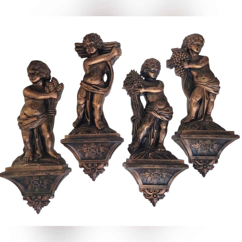 Vintage Cherub Wall Hanging Decor Set Of 4